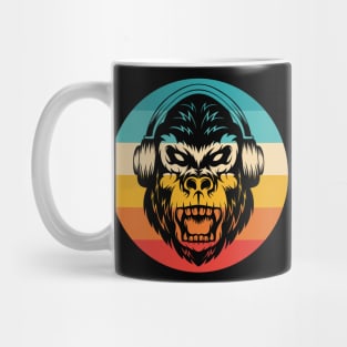 Retro Gorilla Headphones Mug